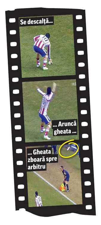 
    Turcul s-a descălţat de o gheată şi a aruncat-o spre asistentul Jesus Gil  