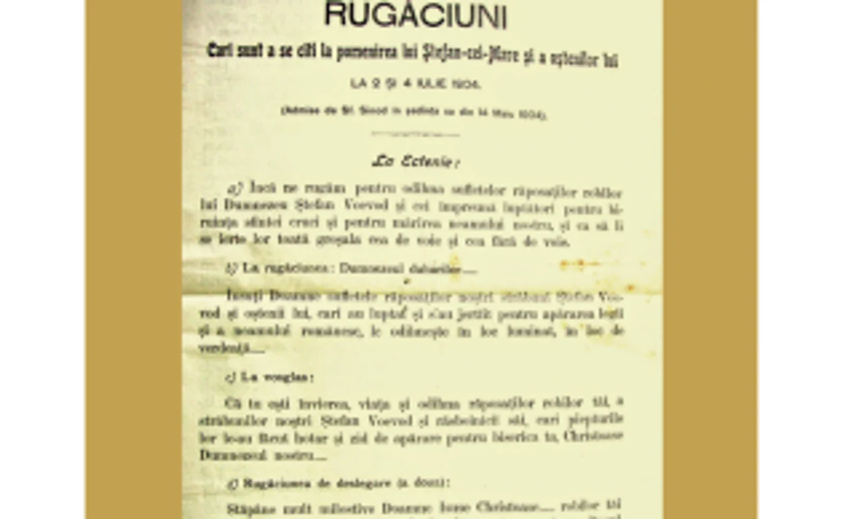 Circulara din vremea Regelui Carol I, cu rugÄciuni pentru pomenirea lui Åtefan cel Mare