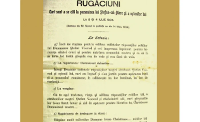 Circulara din vremea Regelui Carol I, cu rugÄciuni pentru pomenirea lui Åtefan cel Mare