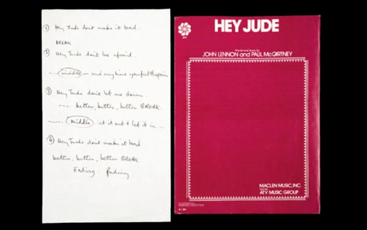 Versurile scrise de mână ale melodiei „Hey Jude“ au fost vândute la licitaţie FOTO news.ro