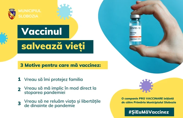 Campanie de conştientizare a vaccinului anti-COVID-19 FOTO Facebook/Municipiul Slobozia