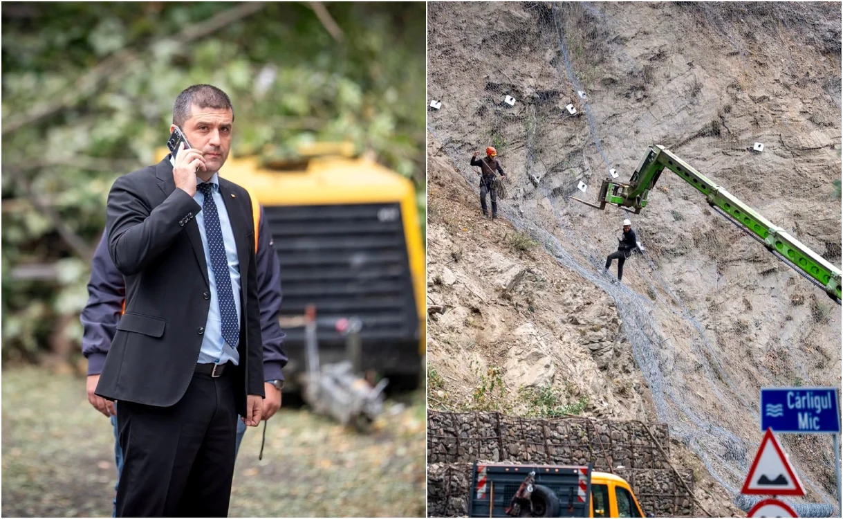Radu Miruță, blocat în traficul de pe Valea Oltului.