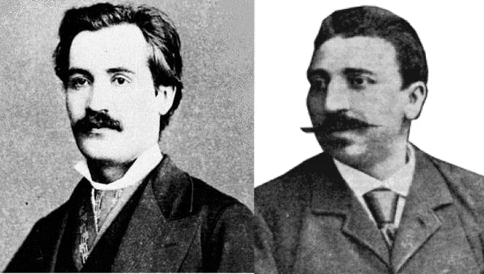 Mihai Eminescu (stânga) şi Iacob Negruzzi (dreapta)