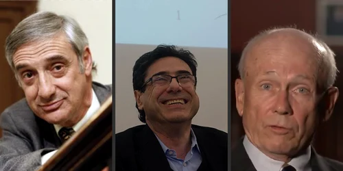 Joel Mokyr, Philippe Aghion și Peter Howitt, laureati la nobel 2025 foto colaj wikipedia si captura video png