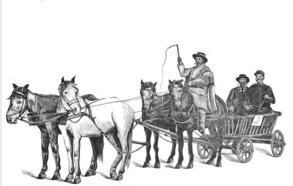 Aşa arăta olacul folosit în prima sa călătorie în România de domnitorul Carol I FOTO: ilustraţie  din „Istoria oraşului Slatina“
