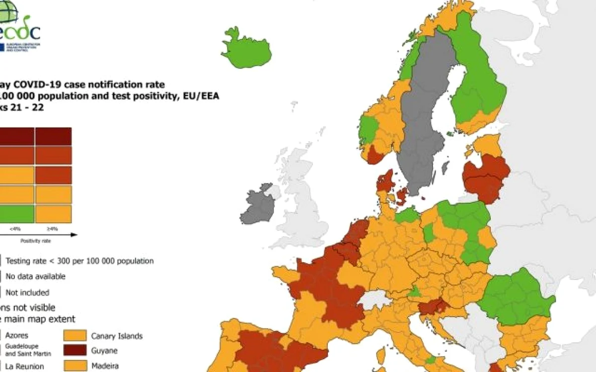 romania verde harta ecdc 