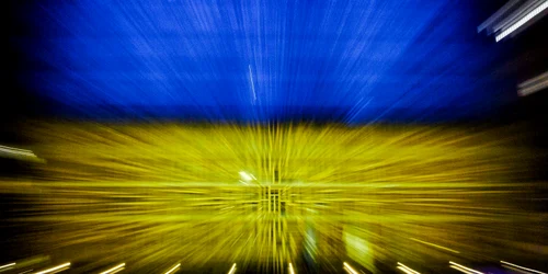 Steagul ucrainei iluminează sediile UE  24 februarie 2026 FOTO EPA EFE jpg