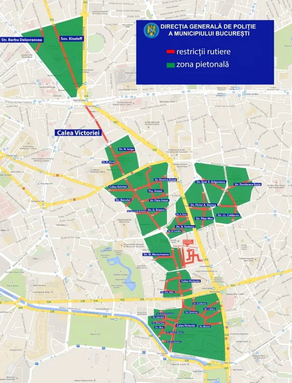 Brigada Rutieră va dispune măsuri de fluidizare a traficului şi de prevenire a accidentelor. Restricţiile de circulaţie privesc unele artere din Bucureşti