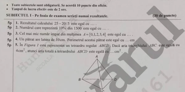 Evaluare naţională - matematică 1