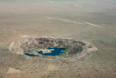 Crater format în perimetrul Poligonului Semipalatinsk ca rezultat al unui test nuclear Foto CTBTO jpg