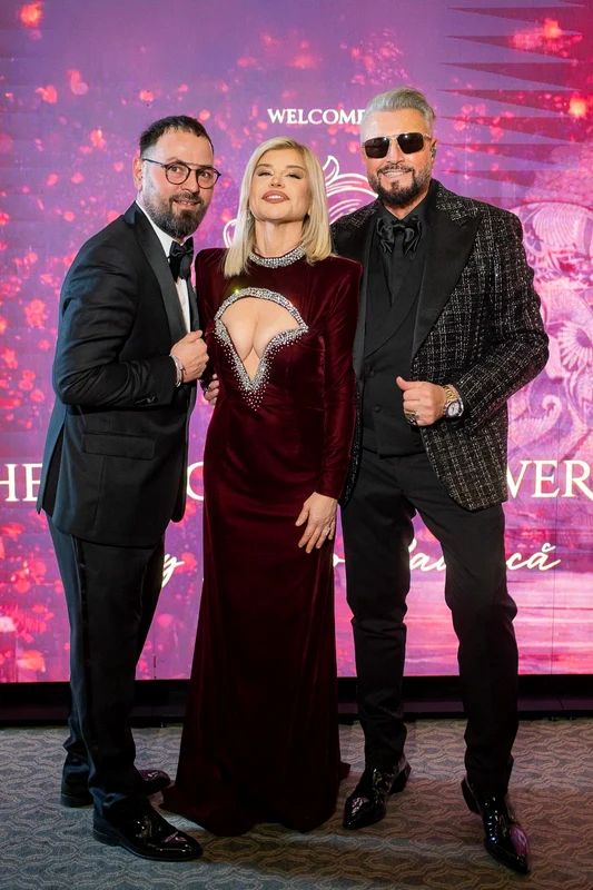 Cătălin Botezatu cu Loredana Groza și Mario Păunică la The Grace and Power Gala de la Moor Park Golf Club. FOTO: PR