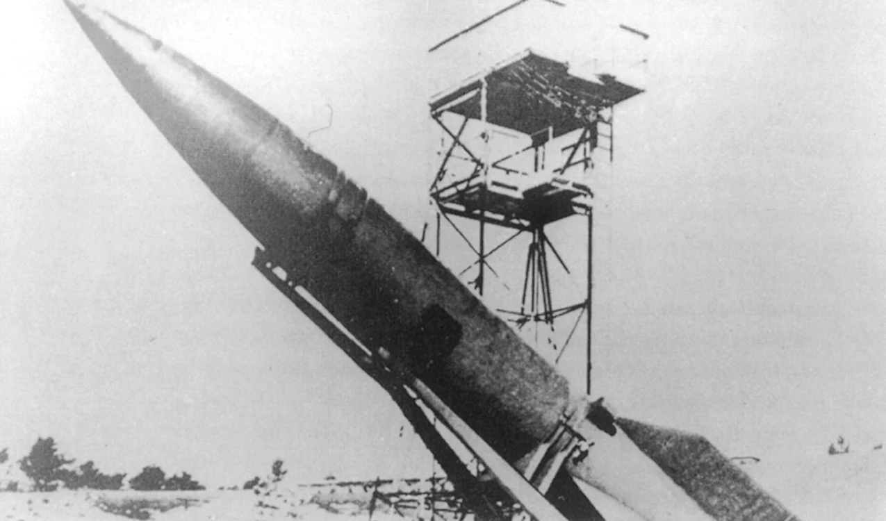 Unul dintre prototipurile rachetei V-2 pe poligonul de la Peenemünde