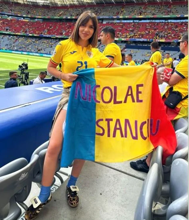 Andreea Stanciu l-a susținut pe soțul său în partida de la Munchen. Foto Instagram