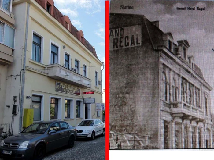 Grand Hotel Regal de pe strada Mihai Eminescu - imagine în oglindă prezent şi trecut (FOTO: M. Manea / dr. Mircea Şerbu)