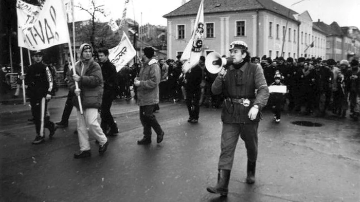 Greva minerilor, 1999. Foto: Traian Manu
