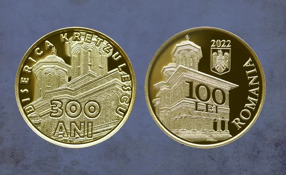 BNR a lansat o monedă de aur pentru a marca 300 de ani de la zidirea Bisericii Kretzulescu