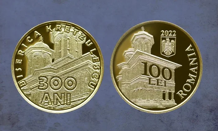 BNR a lansat o monedă de aur pentru a marca 300 de ani de la zidirea Bisericii Kretzulescu 
