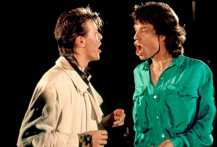 1985: David împreună cu Mick Jagger,