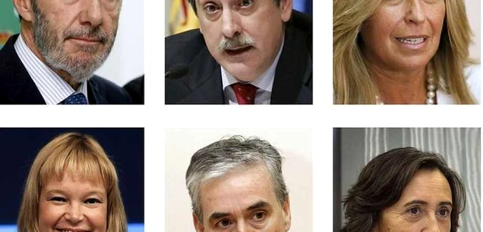 Numele noi ale lui Zapatero: Alfredo Pérez Rubalcaba, Valeriano Gómez, Trinidad Jiménez, Leire Pajín, Ramón Jáuregui şi Rosa Aguilar sursa: ABC