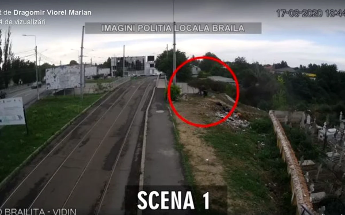 Foto: Un brăilean este surprins când aruncă gunoiul într-un loc neautorizat Foto: captură video