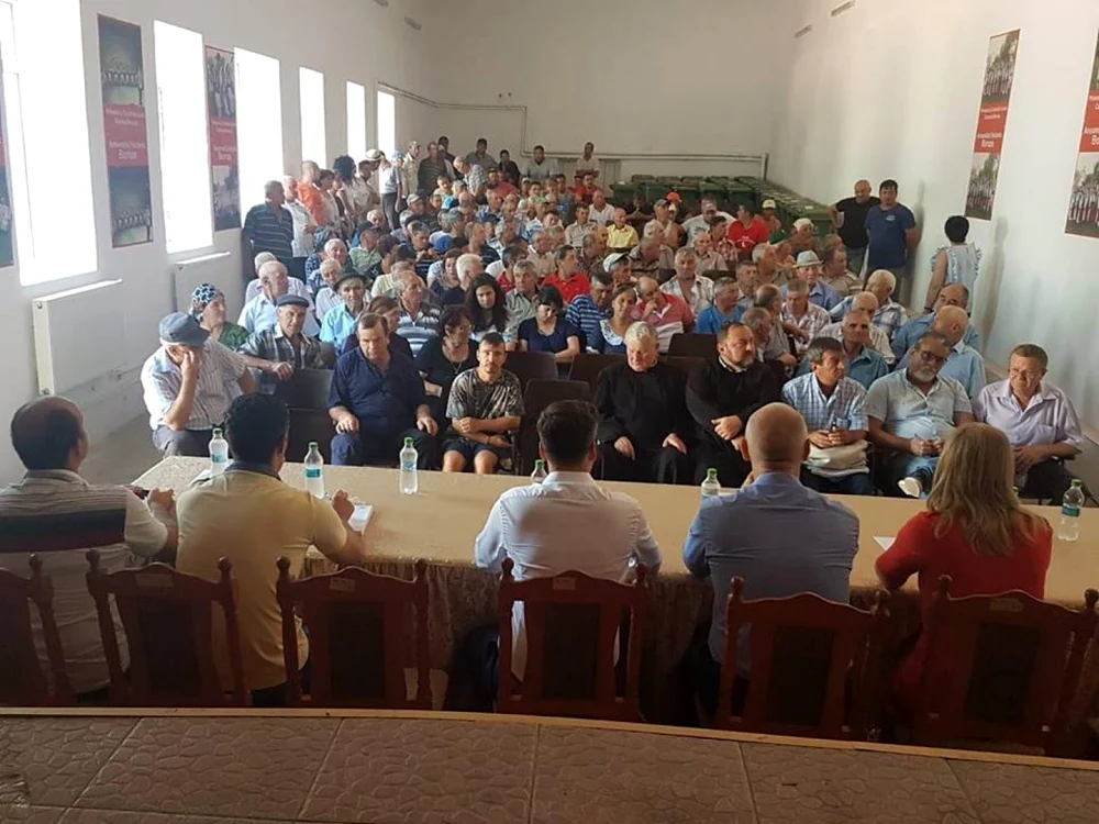 În comuna Borcea, sătenii, convocasţi la o discuşie despre pesta porcina FOTO Facebook/Roxana Natalia Paţurcfă