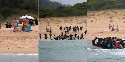 Imigranti pe plaja FOTO Reuters/ Daily Mail