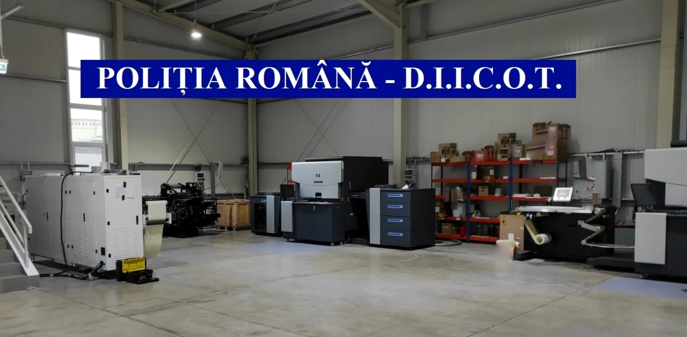 Fabrica clandestină de ţigări din Dolj. Imagine: IGPR/DIICOT