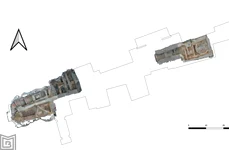 Suprapunere ale ortofotoplanurilor obținute pentru zonele excavate peste planul curții interioare (foto: Muzeul Municipiului București)