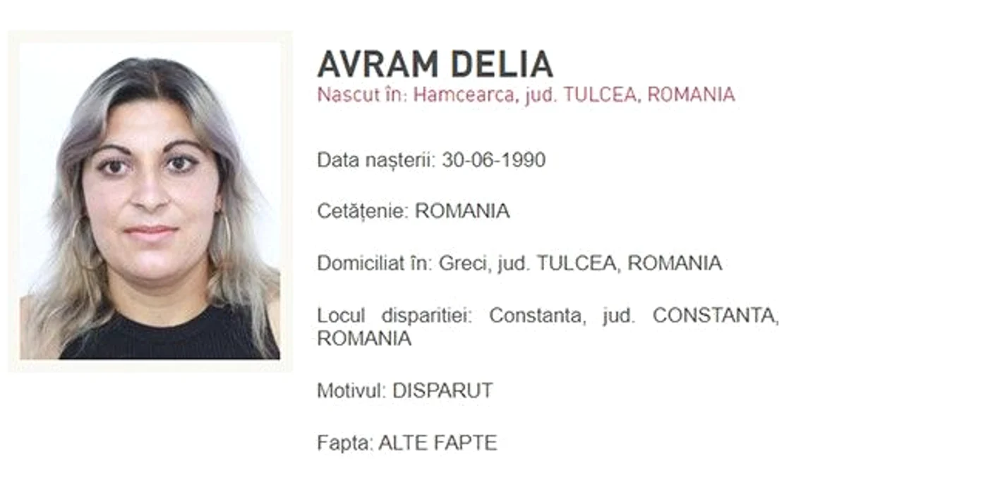 Delia  a fost dată dispărută FOTO: Poliția Română