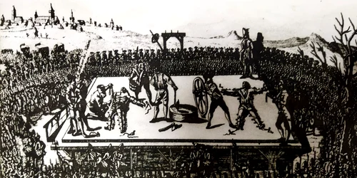 „Martiriul lui Horea și Cloșca”, stampă de Adrian Dumitrache (copie după Johann Martin Will), din Colecția „Stampe”, din Patrimoniul MMN