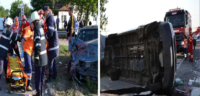 La locul accidentul au intervenit mai multe echipaje ale Ambulanţei şi Pompierilor