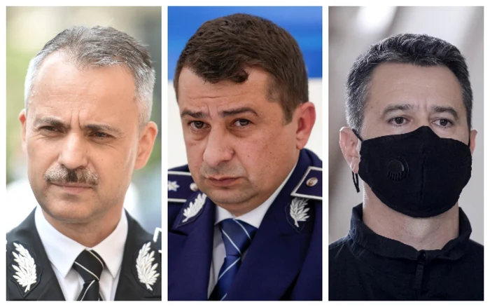 Eduard Miriţescu, Inspector General al Poliţiei Române, Florentin Brăcea, adjunct al inspectorului general, şi Alexandru Scurtu, directorul Serviciului pentru Intervenţii şi Acţiuni Speciale