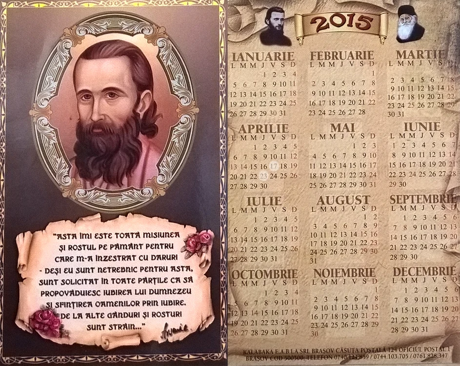 În calendarul cu chipul lui Arsenie Boca, datele de 17 şi 23 aprilie s-au luminat