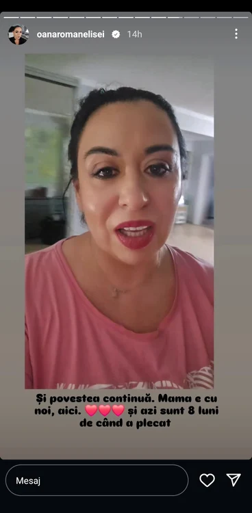 Postarea Oanei Roman / foto: captură InstaStory