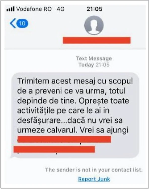 mesajul de amenintare sercan