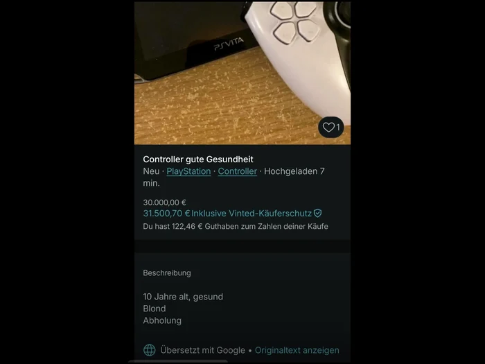 Anunț cu un controller pentru PlayStation/FOTO: Reddit r/Vinted