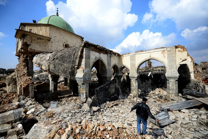 Moscheea al-Nuri din Mosul în ruină FOTO EPA-EFE