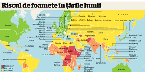 Harta cu riscul de foamete în ţările lumii