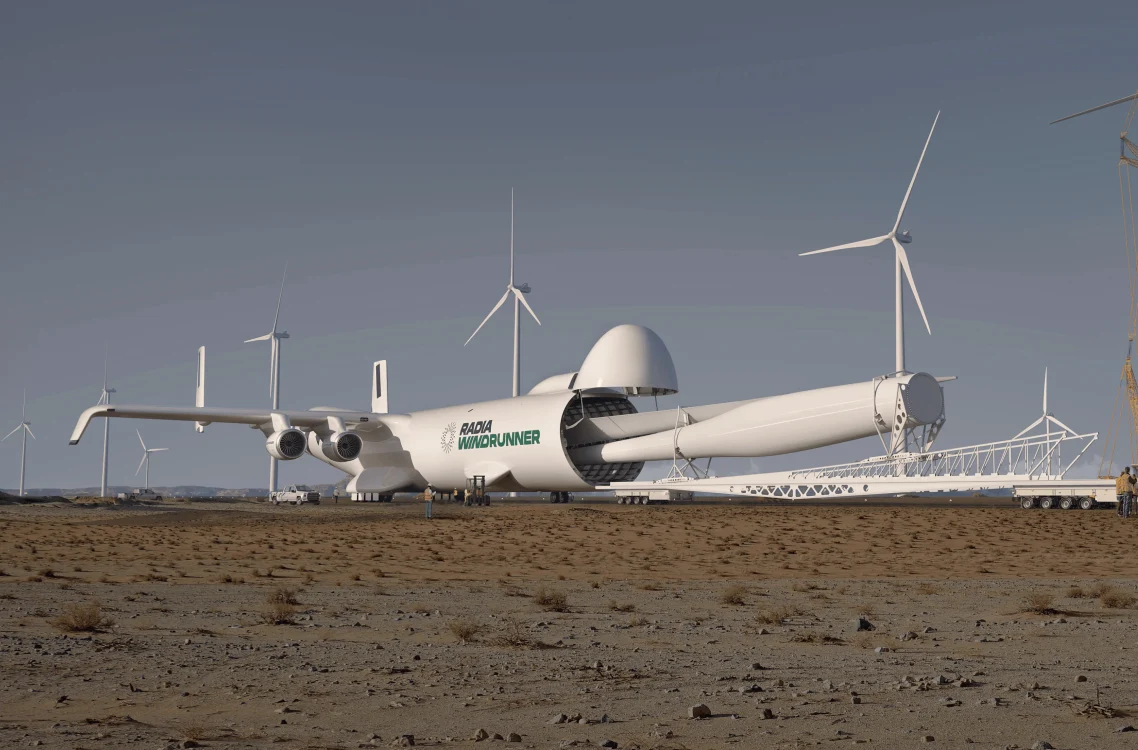 Avionul ar urma să transporte componente ale centralelor eoliene / Sursa foto: Radia.com