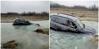 Un tânăr de 29 de ani din Neamț a trecut cu mașina prin albia râului Cracău FOTO: Știri din Neamț