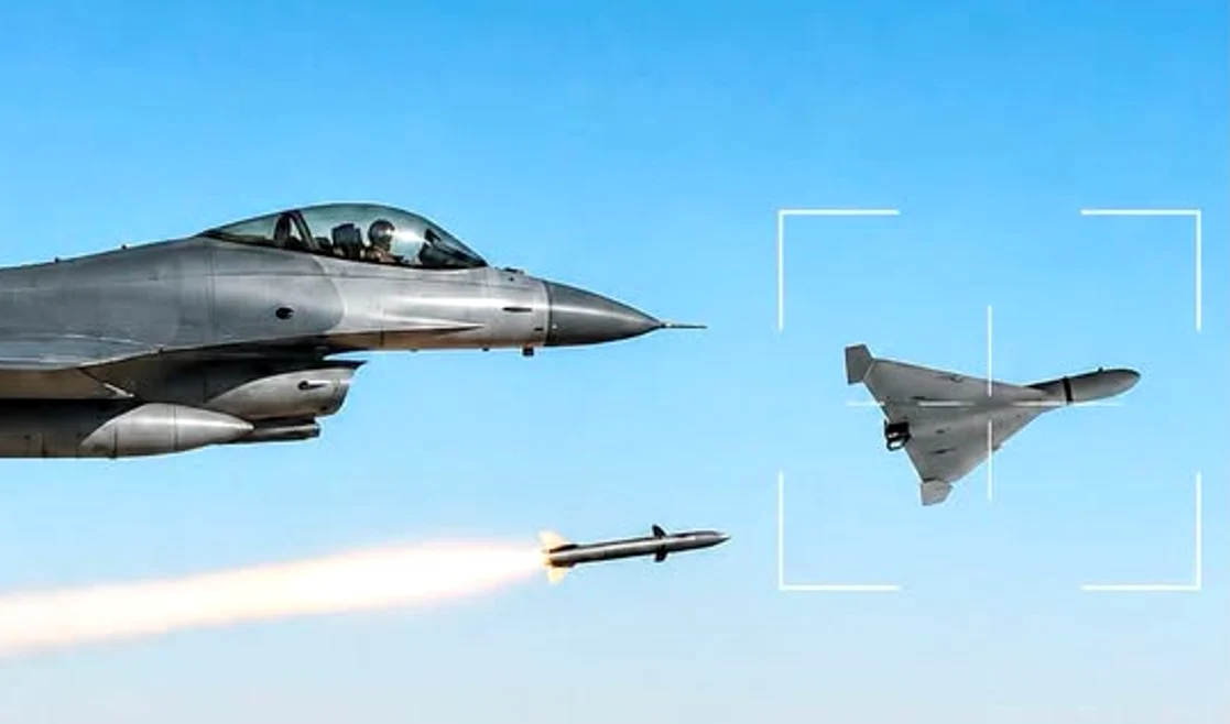 Doborârea dronă cu un avion F16 FOTO AI / sursă MApN