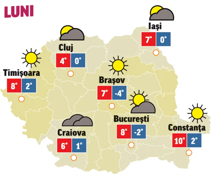 Prognoza meteo 21 decembrie anunță o zi însorită în majoritatea regiunilor țării