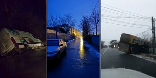 Accidente din cauza poleiului la Galaţi FOTO Grupul Şoferilor din Galaţi