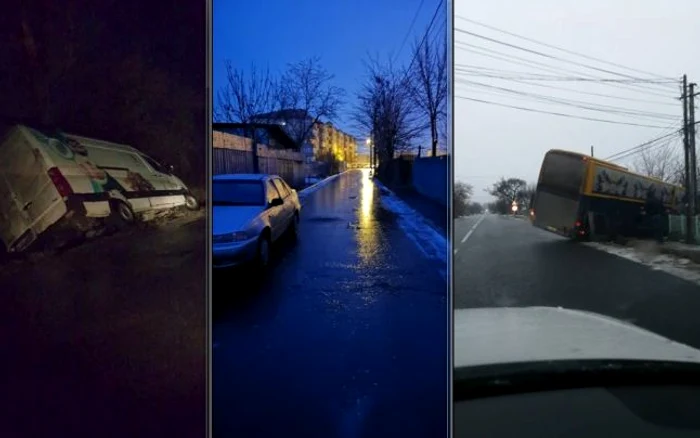 Accidente din cauza poleiului la Galaţi FOTO Grupul Şoferilor din Galaţi