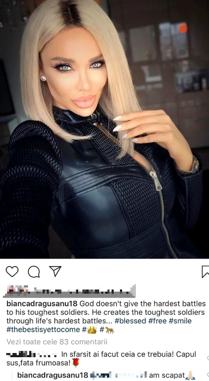 Bianca Drăgușanu a mărturisit că se simte ușurată că a scăpat de soț