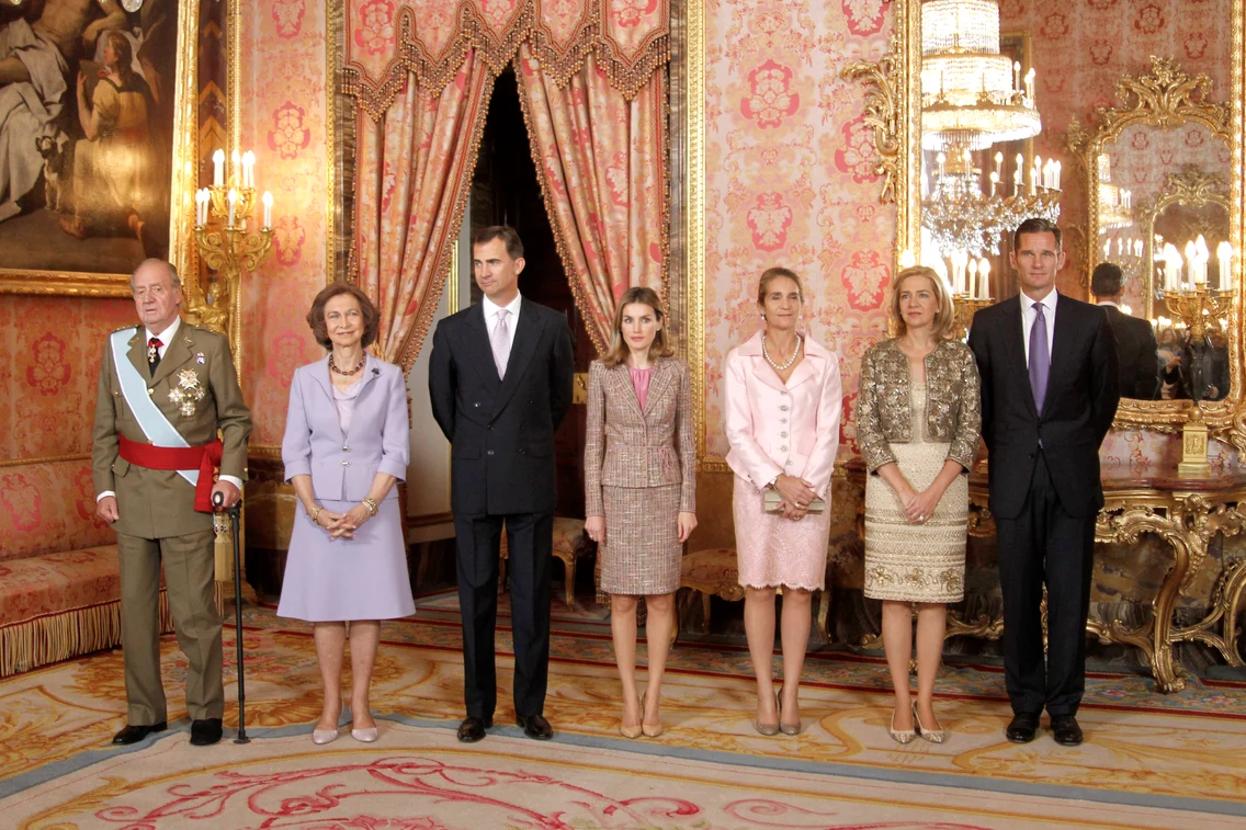 Regele Juan Carlos, Regina Sofia, Prințul Felipe, Prințesa Letizia, Prințesa Elena, Prințesa Cristina și Inaki Urdangarin în 2011, Getty jpg