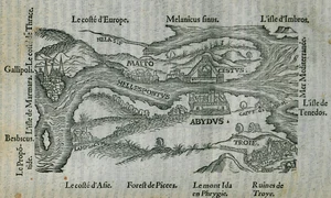 Strâmtoarea Dardanele. Hartă de Pierre Belon, din 1554 (© Wikimedia Commons)
