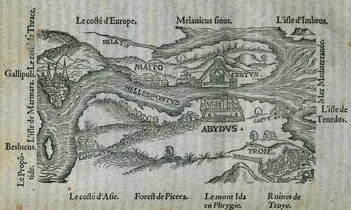 Strâmtoarea Dardanele. Hartă de Pierre Belon, din 1554 (© Wikimedia Commons)