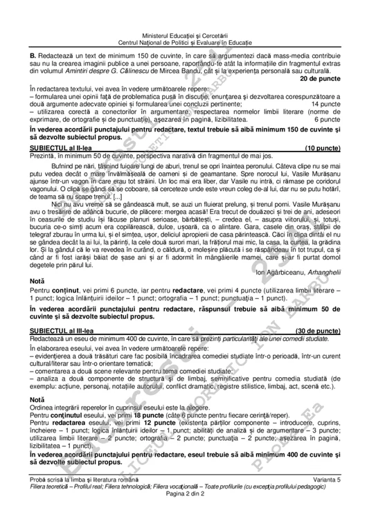 Bacalaureat 2020. Elevii au avut la dispoziție trei ore pentru a rezolva subiectele la proba de Limbă și Literatură Română