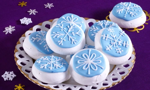 Blue meringues with snowflakes jpeg